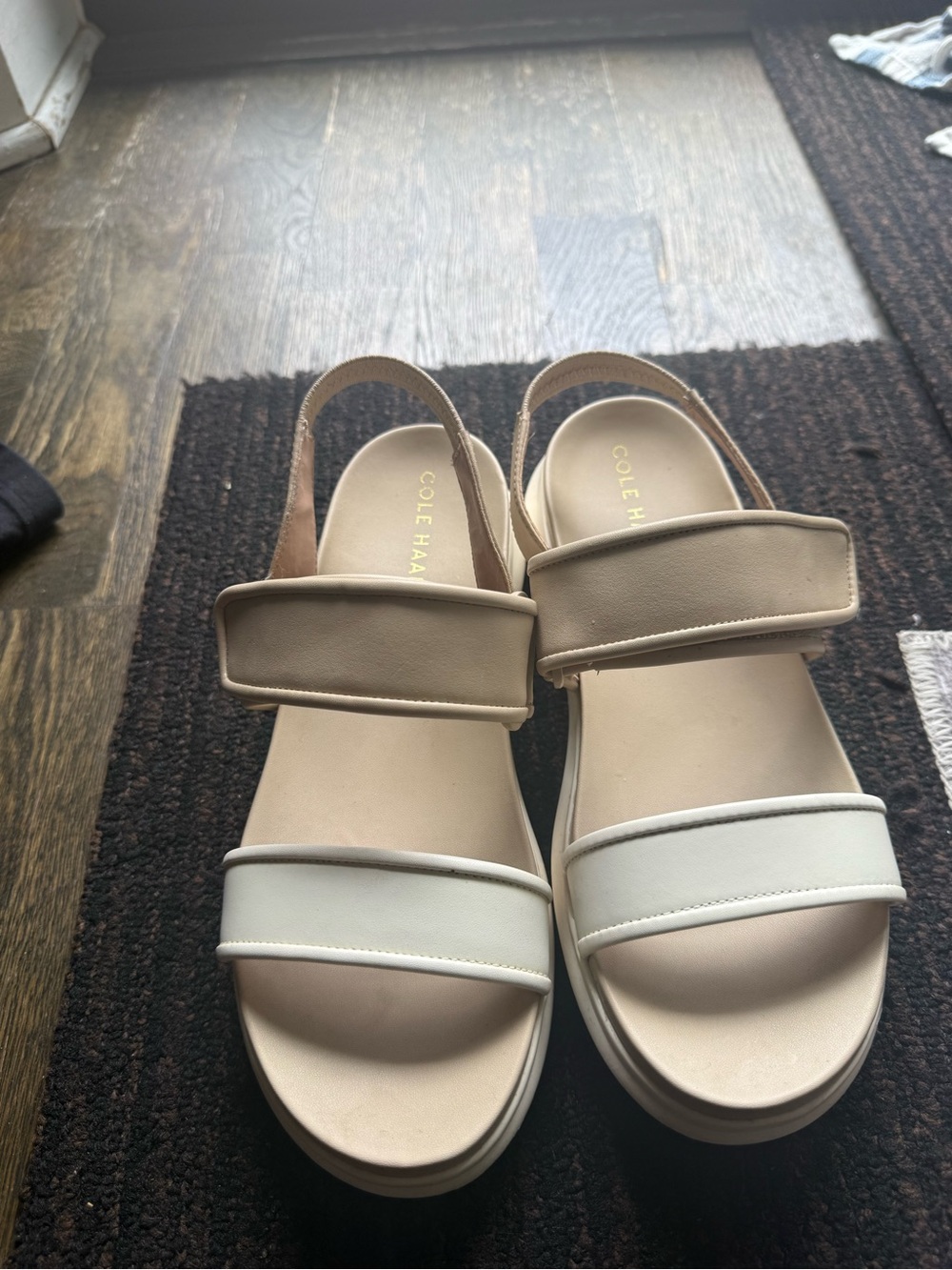 Cole Haan Two-Tone Neutral Slingback Sandals - Beige and Off-White